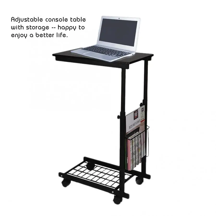 

Height Adjustable Desk with Detachable Wheels Sofa Side Table Movable Bedside Table