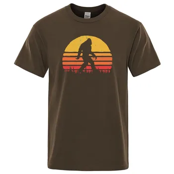 

Retro Bigfoot Silhouette Sun Vintage - Believe! T-shirt Men Short sleeve 2019 Summer Cotton Brand Tops Casual Funny Tee Shirt