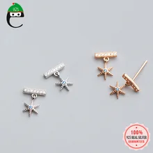 ElfoPlataSi 925 Настоящее серебро 925 пробы Морская звезда с CZ серьги гвоздики для женщин девочек друг ребенок леди серебряные ювелирные изделия ED148