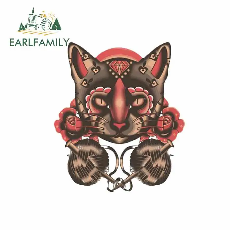 

EARLFAMILY 13cm x 11.5cm for Cartoon Cat Funny Car Stickers Vinyl Waterproof RV VAN Car Accessories JDM Anime Comic Sign