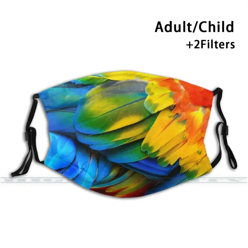 Colorful parrot fashion print reusable funny pm2 5 filter mouth face