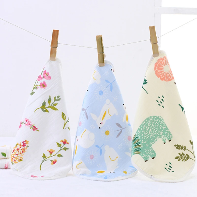 Small Baby Towel Wipes Baby Towel Fruit Printed Children Small Handkerchief Double Layer Gauze Nurs