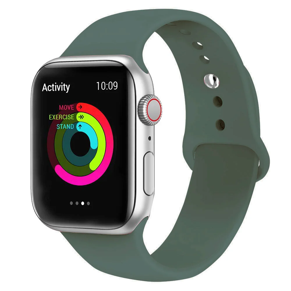 Pine Green Силиконовый ремешок для Apple Watch, ремешок 40 мм, 44 мм, серия 5, 4, резиновый спортивный браслет, ремешок для Apple watch 38 мм, 42 мм, серия 3, 2, 1 - Цвет ремешка: Pine Green