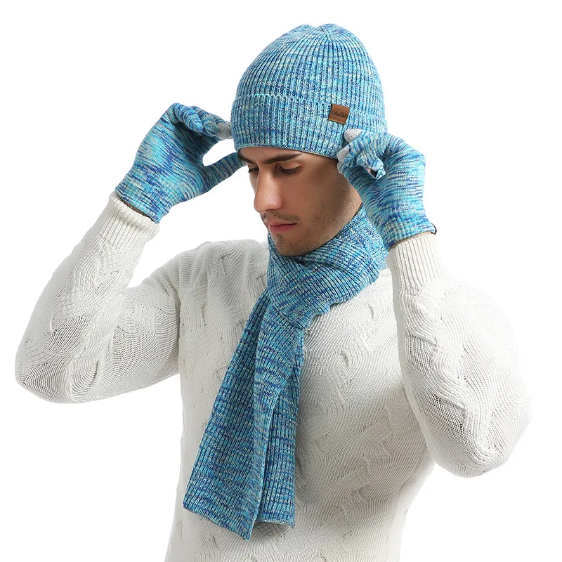 Мягкая флисовая подкладка стрейч громоздкая Skully полосатая шапка шарф бесконечность Сенсорный экран перчатки набор толстый флис подкладка зимняя шапка