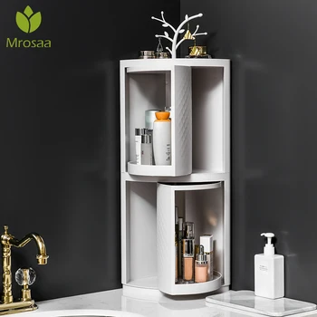 

Bathroom Plastic 360 Degree Rotating Shelf Kitchen Toilet Shelf Corner Shelf Bathroom Storage Rack Cabinet Multi Layer Storag