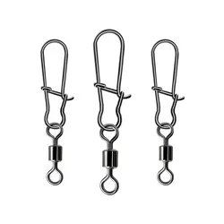 50pcs Stainless Steel Fishing Connector Fast Clip Lock Snap Swivel Solid Rings Safety Snaps Fishing Hook Tool Snap