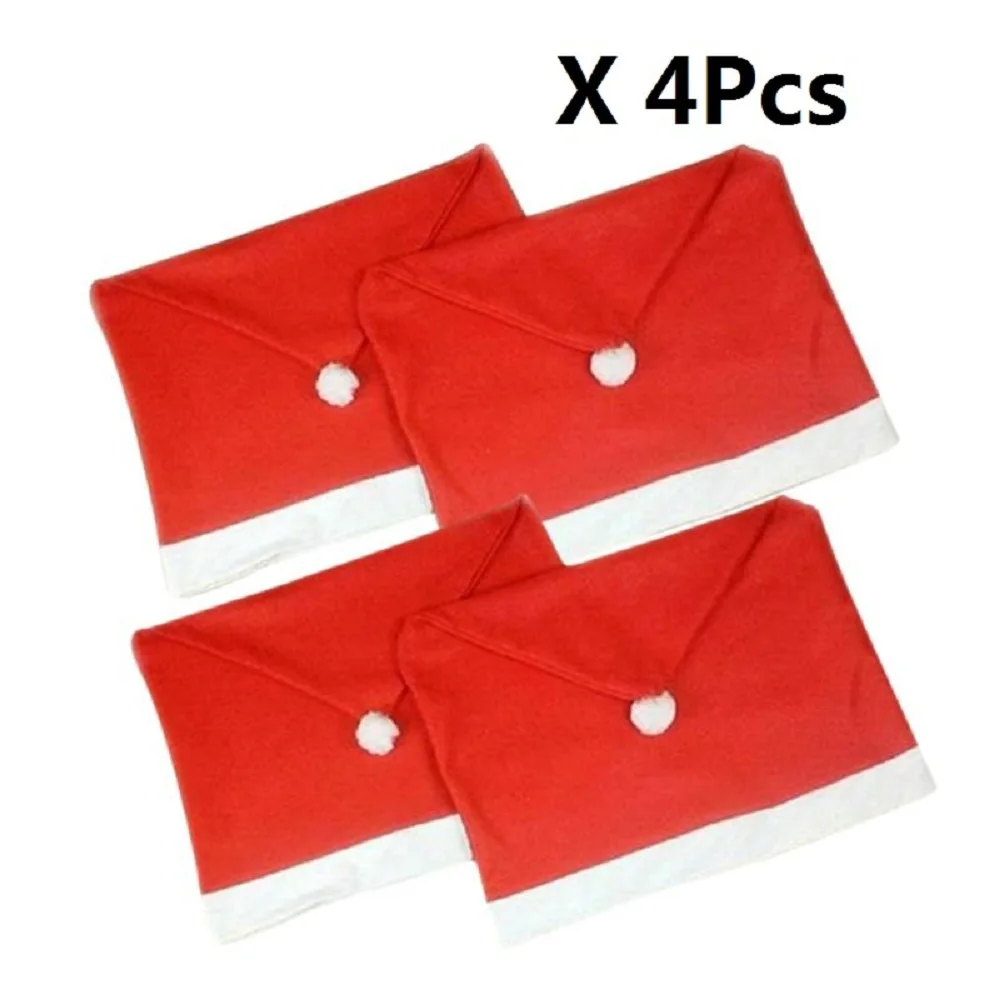 4pcs Чехлы на стулья из спандекса с рождеством, чехлы на стулья, набор, Санта Клаус, рождественские украшения, шапка для свадьбы, дома - Цвет: 4pcs