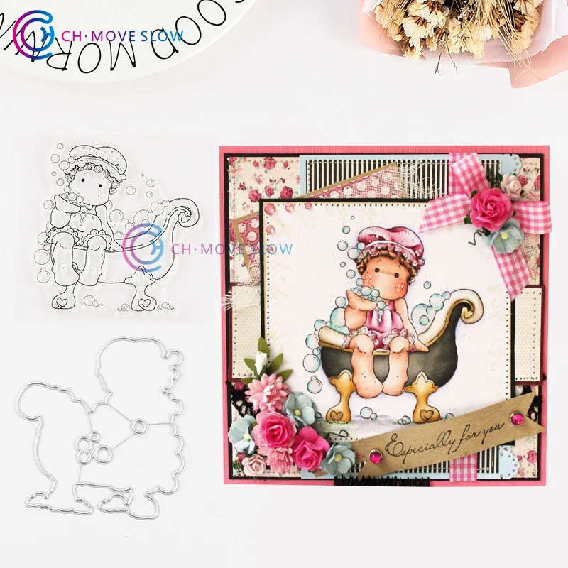 Металлические штампы и CH Girl and bath сделай сам скрапбукинг трафарет для открыток
