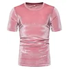 Men spring summer velvet vintage short sleeve t shirt hip hop casual tee shirts man pink color velour streetwear 14 Colors ► Photo 2/6