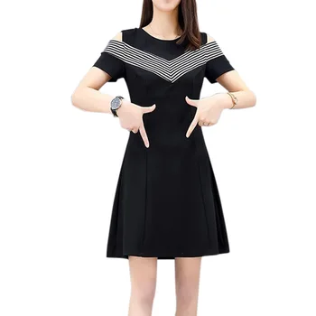 

Nice Pop Women Summer Off Shoulder Dress Short Sleeves Slim Fit Middle Waist Casual Dress Pop 88