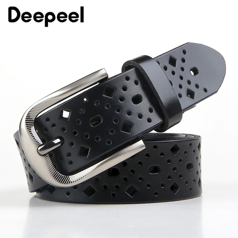 Deepeel 1 шт. 3,2X105/110/115 см кожаные модные полый ремень для Для женщин в эксцентричном ретростиле двух-; Верхний слой из воловьей кожи для джинсов Декоративные ремень YB223