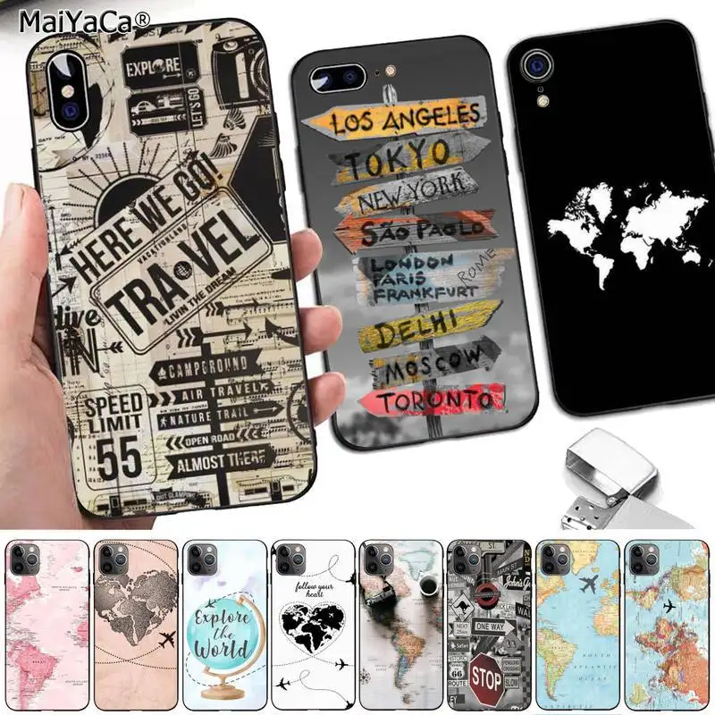 MaiYaCa карта мира для путешествий DIY чехол телефона iPhone 8 7 6 6S Plus X 5 5S SE 2020 XR 11 pro XS MAX |