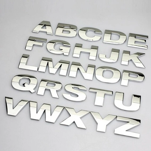 Car Stickers 3d Metal Diy Metallic Alphabet Sticker Emblem Letter