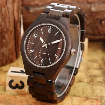 

Creative Ebony Case Men's Wood Watches Generous Wooden Strap Watch Wooden Elegant Dial Wristwatch Custom reloj para hombre