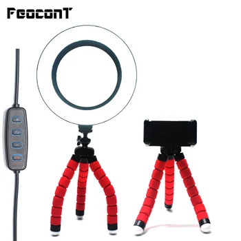 

6inch Ring Light Selfie Lamp LED Desktop Video With Octopus Tripod Phone clip For YouTube Tik Tok Live Photo Photography Studio