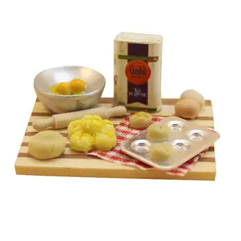 

1/12 Miniature Wooden Kitchen Flour Pastry Baking Station Doll House Accessories Decor