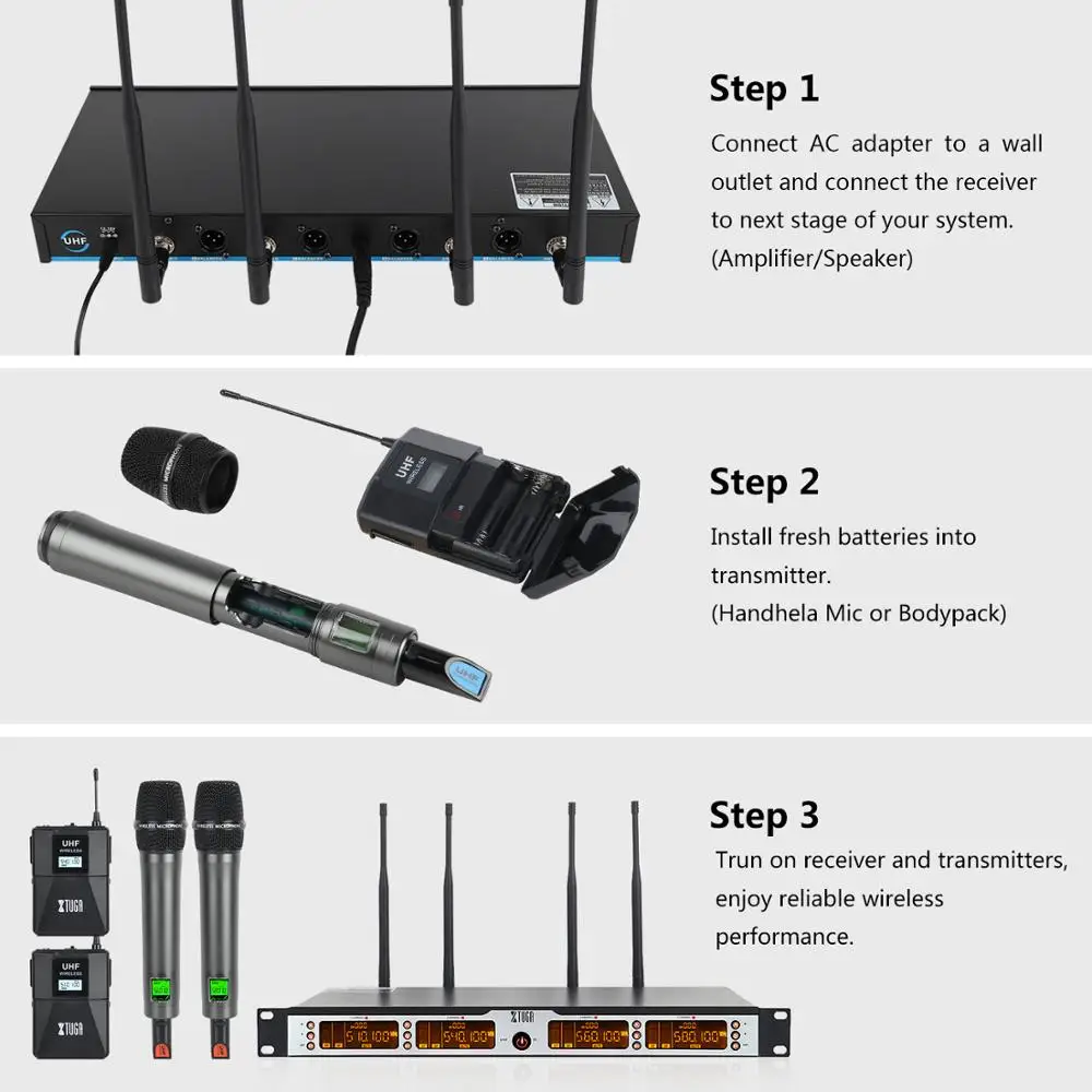 XTUGA SKM4000 PLUS профессиональная 4*100 каналов UHF Беспроводная микрофонная система с 2 ручными и 2 металлическими корпусами