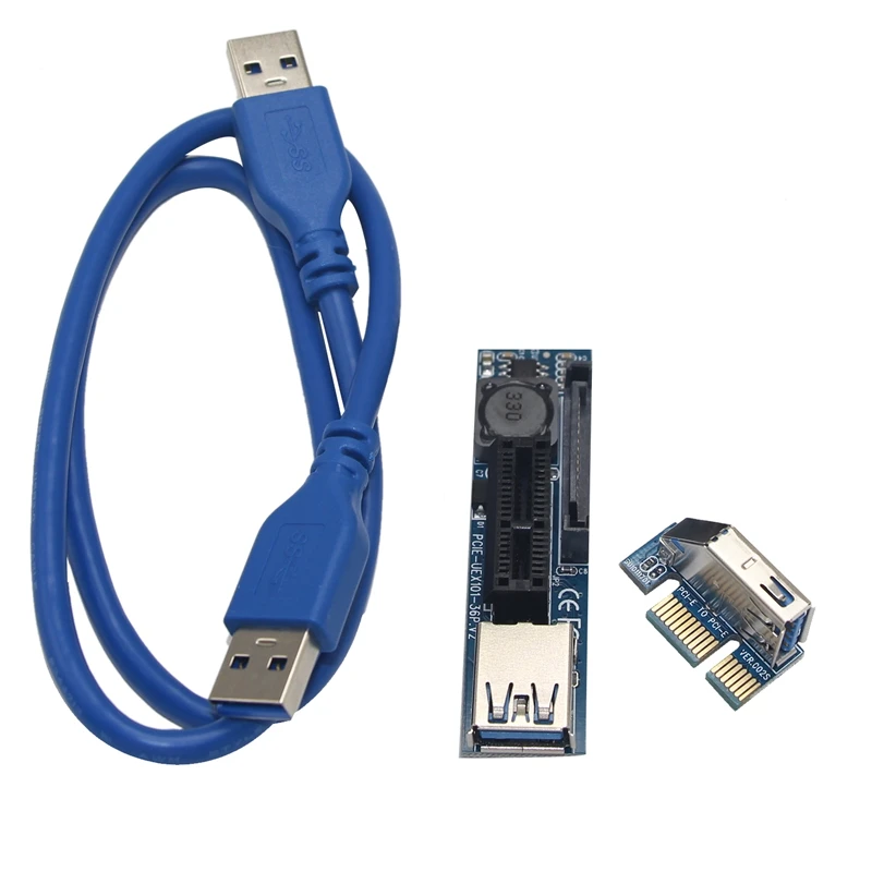 UEX101 PCI-E X1 to X1 удлинитель Riser Card адаптер с USB3.0 кабелем