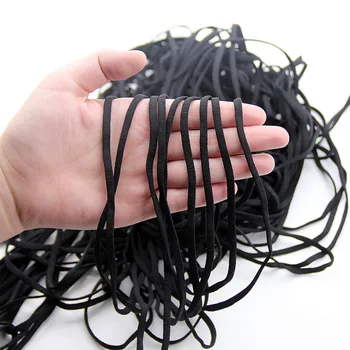 

10Yards 3/5MM Mouth Mask Elastic Band String Face Mask Black Rope Rubber Band Tape Ear Cord Round Flat Ear Hanging DIY Accessory