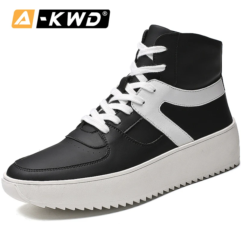 Роскошные кожаные кроссовки с высоким берцем; chaussure homme Hiver; новая спортивная обувь для мужчин; повседневная черная обувь; мужская обувь на шнуровке
