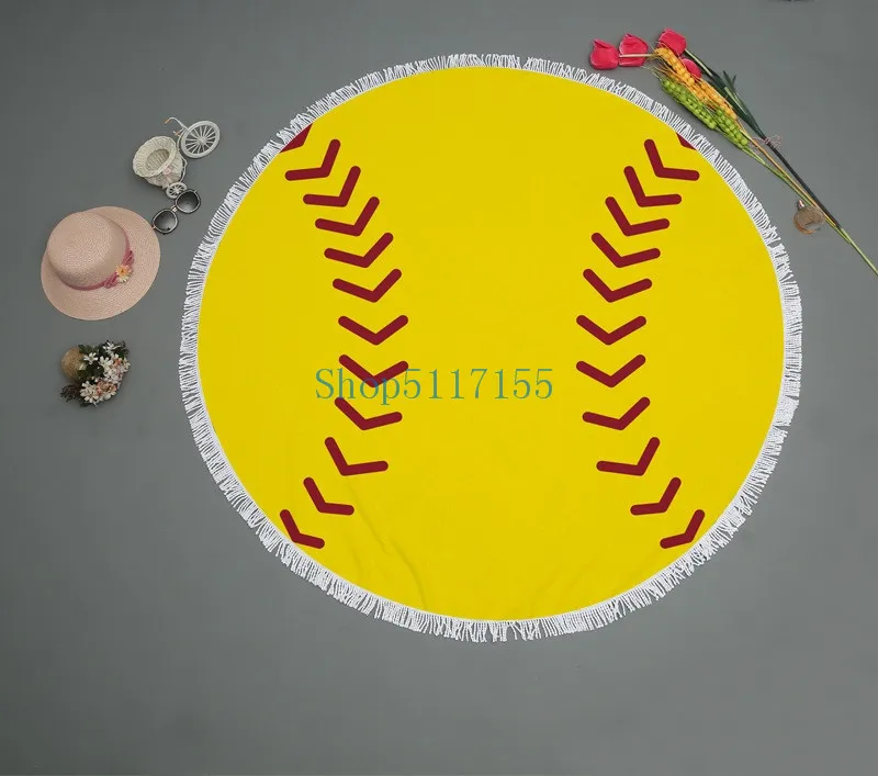 

Round Tassel Baseball Softball Beach Towel Microfiber Volleyball Basketball Football Bath Towel Yoga Mat 150cm