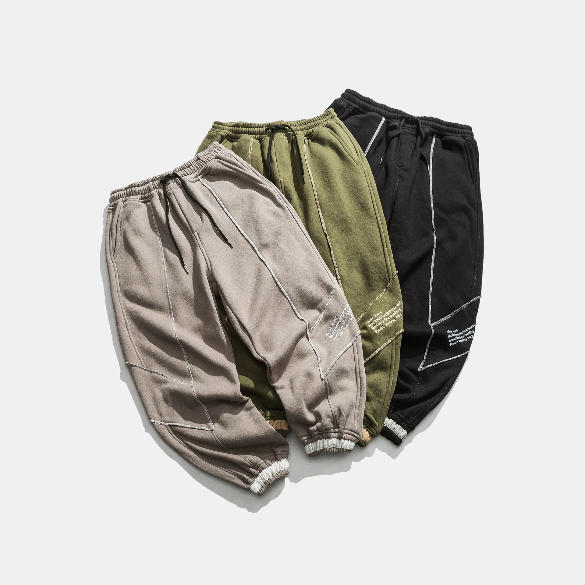 

Wu Navigation Vintage Brushed And Thick Beam Leg Sweatpants Men's Autumn And Winter Casual Youth Students Warm Thick Harem Pants