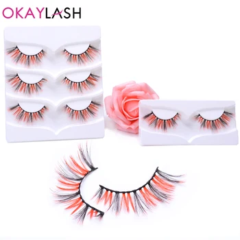 

OKAYLASH Natural Colored Fake Silk Eyelashes Makeup Costume Party Cosplay Halloween Holiday Fiber Strip Color False Lashes