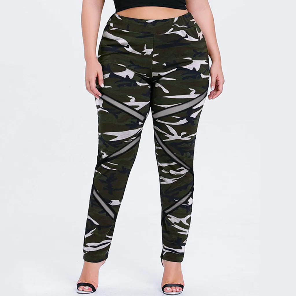 

Military Fashion Women Camouflage Pants Autumn Skinny Long Pant Lady Casual Elastic Waist Trousers Plus Size Sports Bottoms New