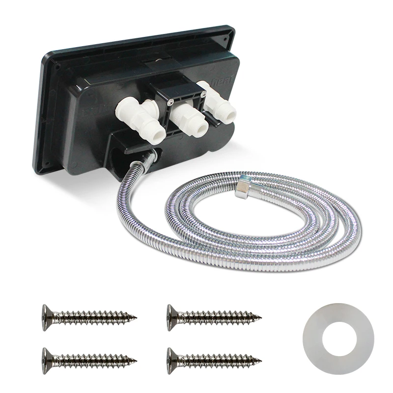 RV Shower TYTXRV Caravan Black Exterior Shower Box Kit with Lock Leakproof 1.5M Metal Hose Water saving nozzle for camper accessories