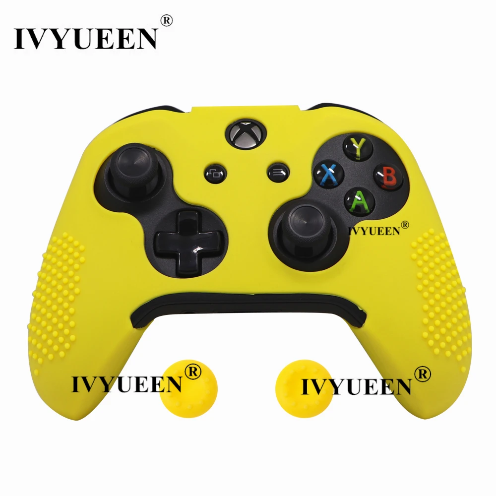 Цвет: желтый IVYUEEN 14 цветов силиконовый чехол для microsoft Xbox One X S тонкий контроллер Шипованный защитный чехол с ручкой для большого пальца - Цвет: Цвет: желтый