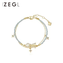 ZEGL дизайнерский бумажный самолет из стерлингового серебра 925 пробы, двойной слой, дизайн, браслет для девушек, популярные ювелирные изделия