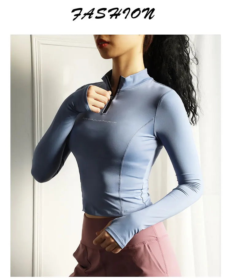 Women New Running Jacket Long Sleeve Sweatshirt Ladies Yoga Sports Zipper Jacket Fitness Gym Shirts Women's Dropship