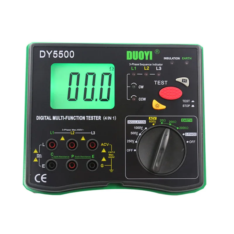 US $148.25 DY5500 4 in 1 Digital Multifunction Resistance Tester Multimeter Insulation Earth Voltmeter Measuring Phase Indicator