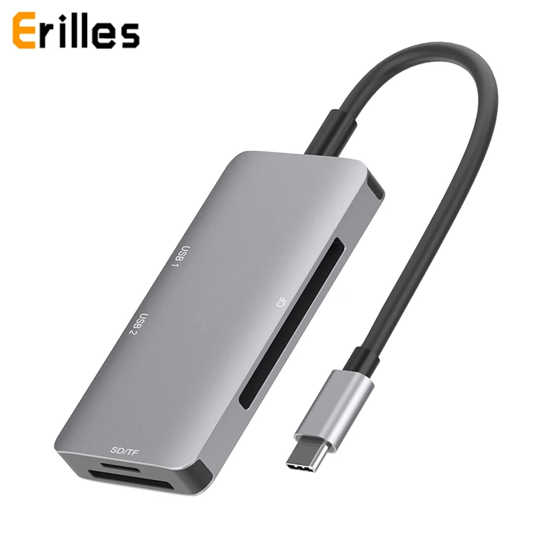 USBC для CF SD TF карты слот ридер с 2 USB 3 0 порт алюминиевый сплав оболочка OTG клавиатура
