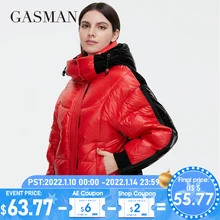 Gasman 2021 Vrouwen Winter Down Jassen Korte Mode Rode Jas Voor Vrouwen Casual Persoonlijkheid Feature Parka Warm Uitloper 81727