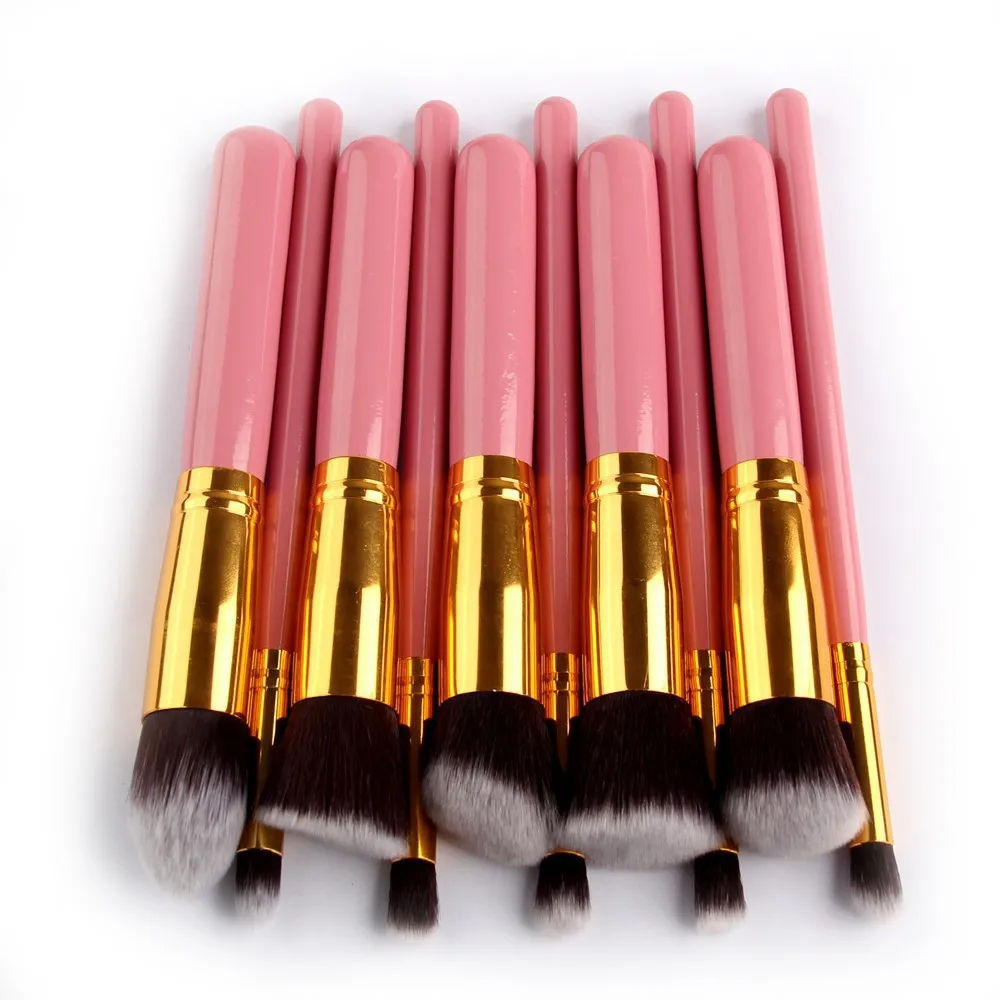 

New Arrive 10 pcs Synthetic Kabuki Makeup Brush Set Cosmetics Foundation blending blush makeup tool
