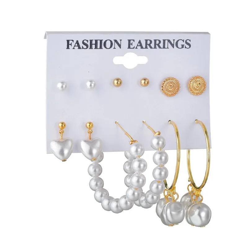 

2020 Bohemian Leopard Acrylic Pearl Earrings Set for Women Fashion Geometry Tassel Handmade Earrings Jewelry Gift Set