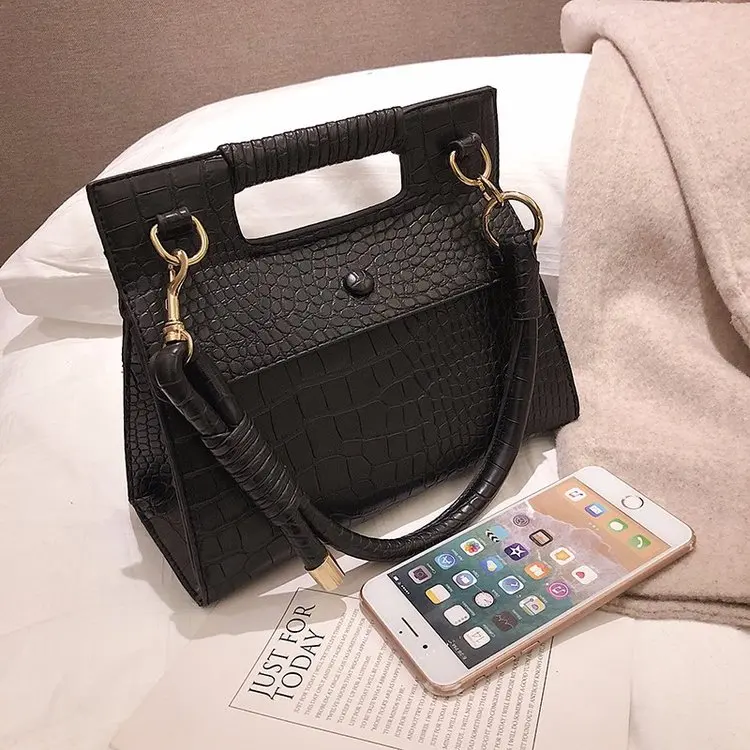 Women Vintage Tote Bag New Female Retro Square Crossbody Bag Luxury Brand Designer Alligator Pattern Shoulder Bag Handbag