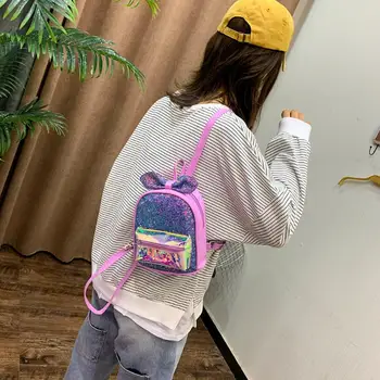 

Fashion Backpack Kids Girls Laser Splicing Cute Bowknot Princess School Shoulder Book Children Colorful Lovely Bags