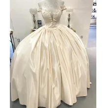 Атласное Бальное платье цвета слоновой кости пышные платья на заказ с открытыми плечами милые 16 Платья Вечерние Платья de 15 anos