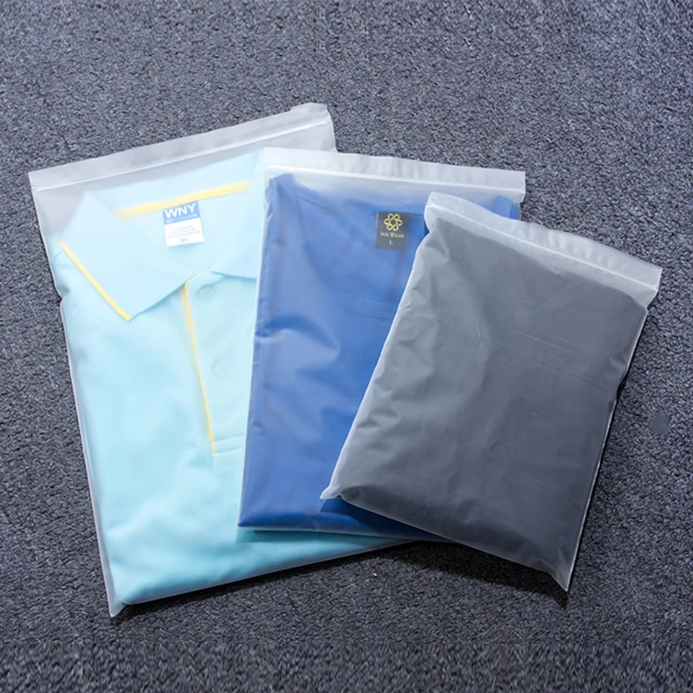 100Pcs/Lot Froted Transparent Plastic Packing Bags for Clothes Ziplock Storage Bags for Accessories Books Travel Split Bag