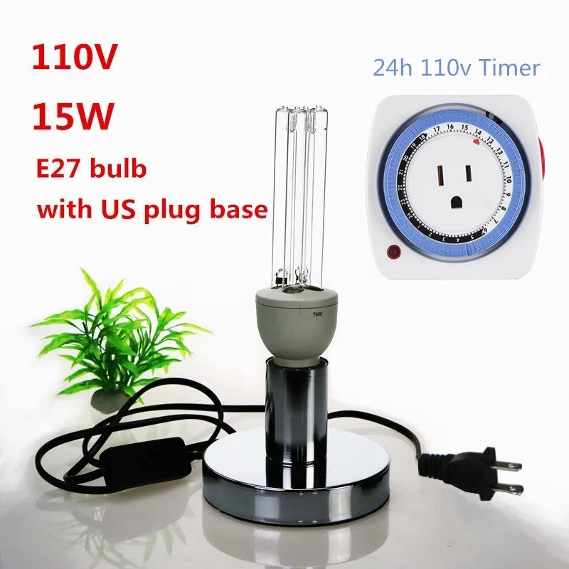 110v 15w 24h timer УФ UVC бактерицидная озоновая лампа с механическим таймером, дезинфицирующий дезодорант с бактериальными клещами 110V 220V 24 часа - Мощность в ваттах: 110v 15w 24h timer