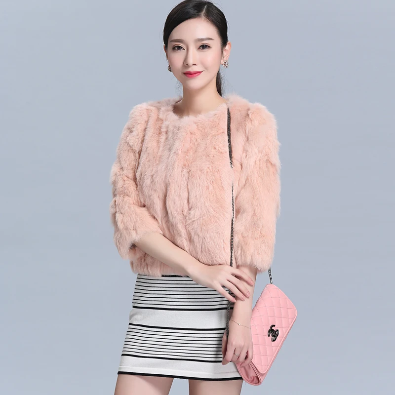 

Natural rabbit fur coat women plus size M - 6XL short O neck rabbit fur coat women winter coat 2019 autumn winter free shipping