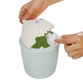 

New Fashion flip type large capacity multi-functional small garbage bin cartoon dinosaur desktop garbage bin Random Color