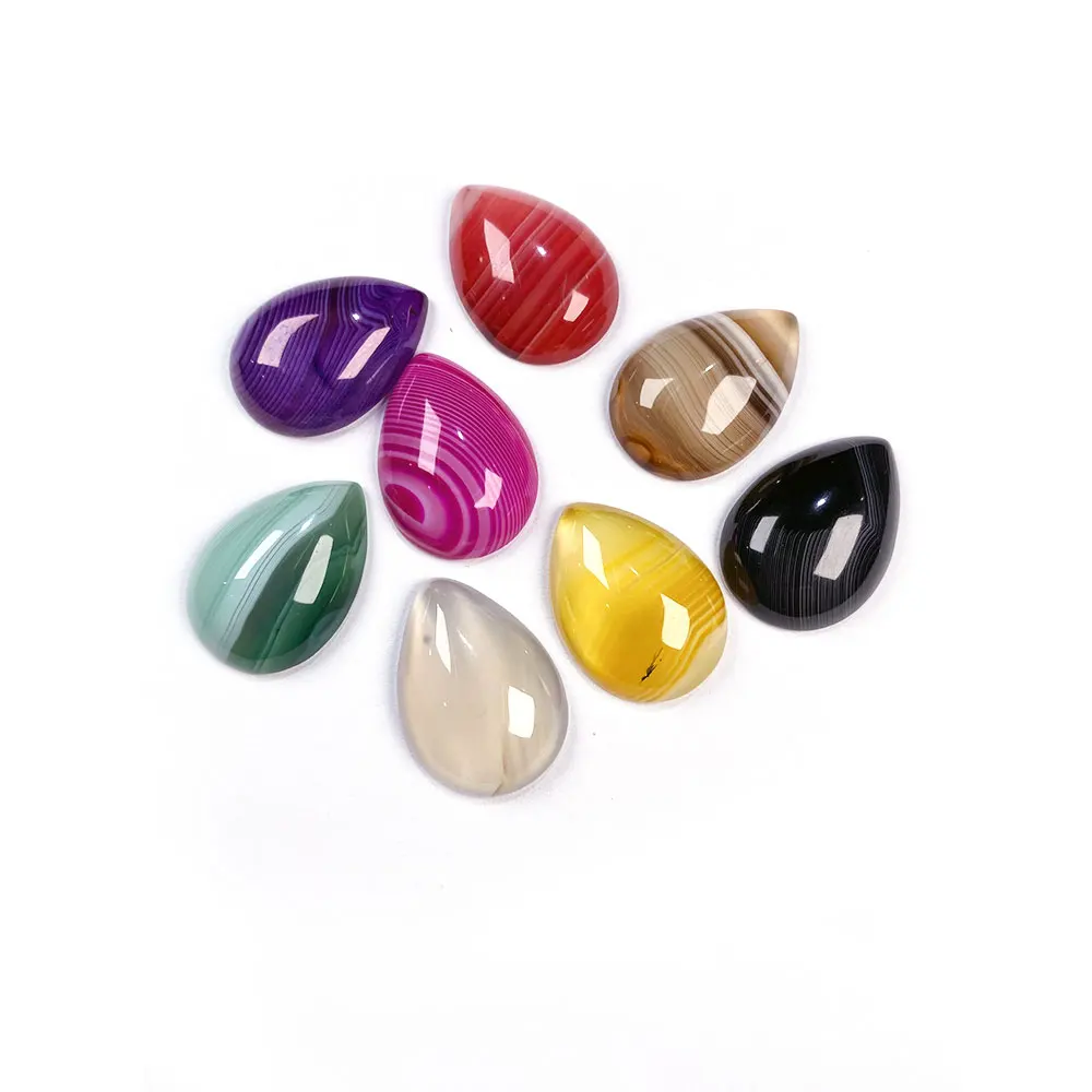 5Pcs Natural Loose Beads Striped Agates Cabochons No Hole Stone for Making Ring Pendant Earrings DIY Handmade Jewelry Wholesale | Украшения
