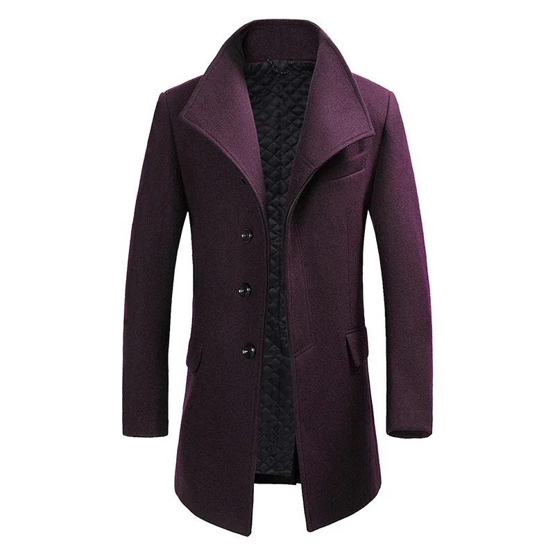 Высококачественное шерстяное пальто, мужская длинная куртка, утолщенное пальто, мужское зимнее шерстяное мужское пальто, модное мужское пальто-Тренч, куртка - Цвет: red