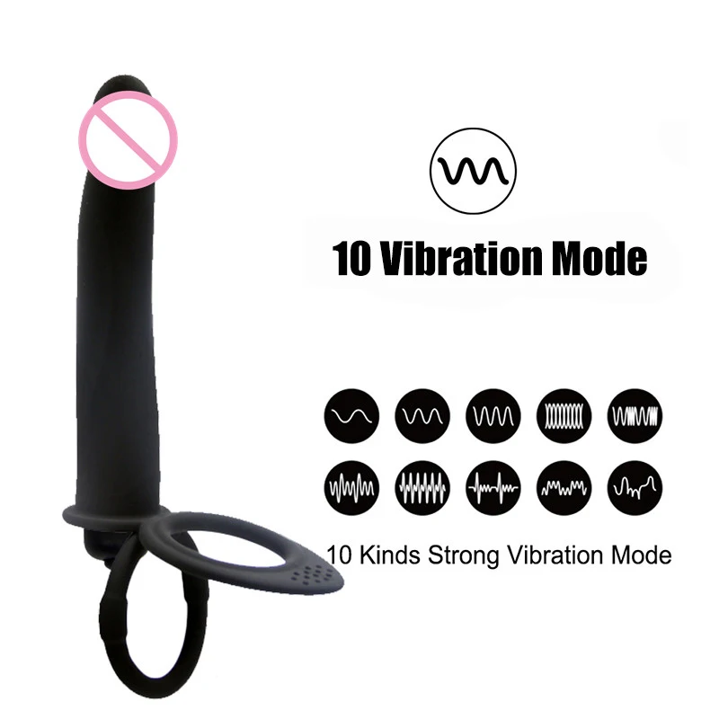 10 Speed Strapon Double Penetration Dildo Anal Vibrator Adult Erotic Sex Products Shop Toys For Men Couples Women Massager