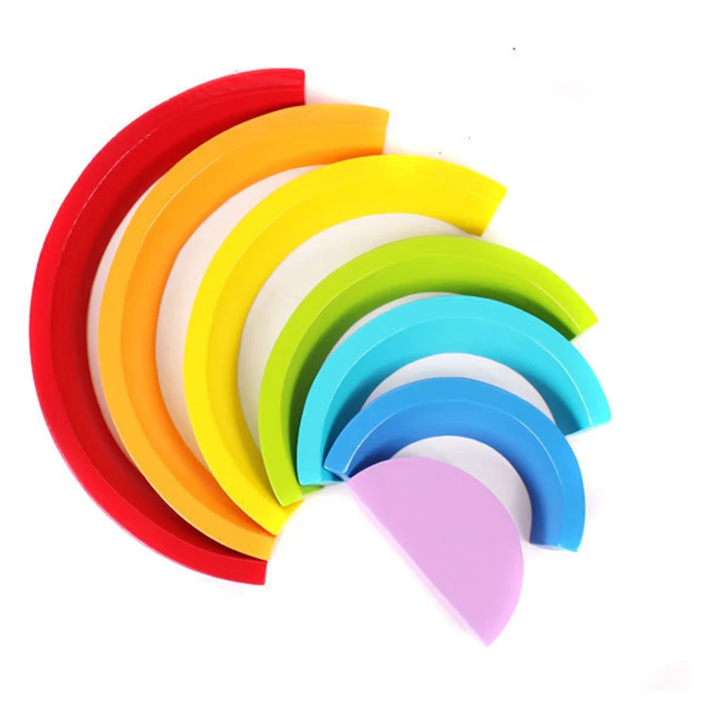 buy  Baby Toys Rainbow Blocks Kids Large Creative Rainbow Building Blocks Wooden Toys For Rainbow Blocks