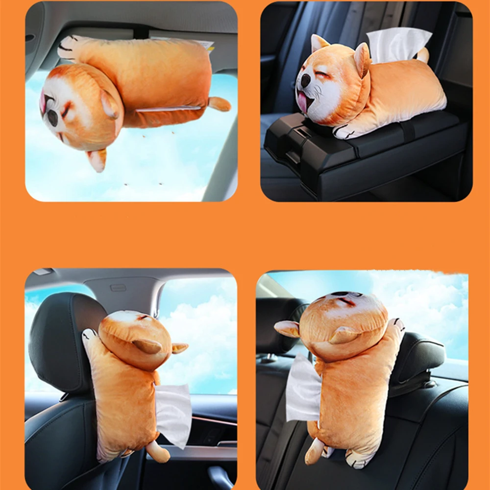 Коробка для салфеток из мультфильма Meng Pet с эластичным ремешком, коробка для подлокотника автомобиля/сиденья/солнцезащитного козырька, коробка для салфеток, товары для салона автомобиля, аксессуары для автомобиля