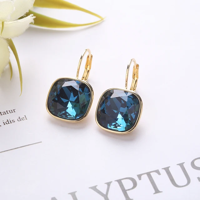2021 New Design  Square Stones Earrings With French Hook Lever Back For Fashion Girls Wedding Gifts G207